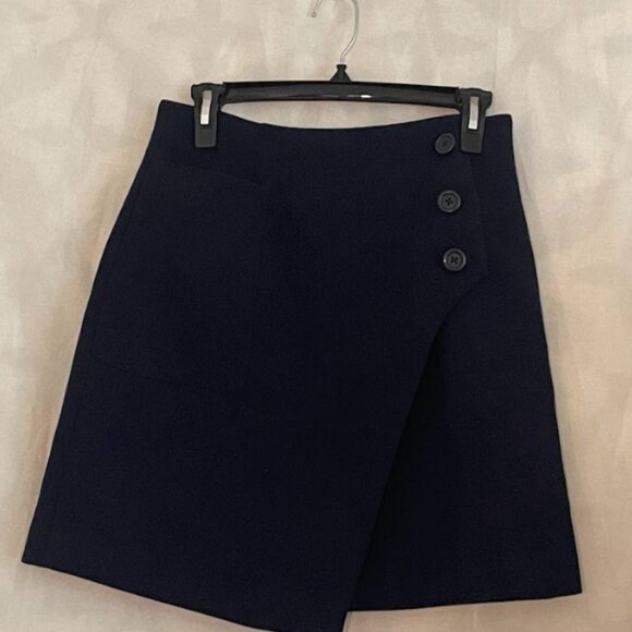 Navy Blue Wrap Mini Skirt - Picture 2 of 10
